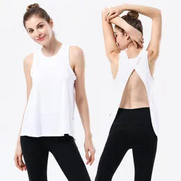 Luxury LL Designer clothes Yoga Bra I-shaped Vest Crop Trainer Tops Womens Crew Neck With Gym Off Shoulder Sexy Tank Top Casual Summer luluemen loose Pullover Blouse