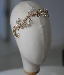 Slbridal fatto a mano Golden Sinestones Crystal Wedding Headband Accessori per capelli da sposa Accessori per capelli da donna Gioielli7927685