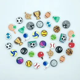 신발 부품 액세서리 1pc 볼 Jibz Charms Basketball Football 배구 장식 Fit Clog Wristband Kids X Mas Party Gifts Decora Otrlh