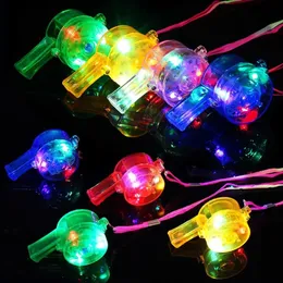 10-60pc LED LIGHT UP Whistle Glow 휘파람 번쩍이는 노이즈 메이커 휘파람 휘슬 어두운 웨딩 생일 파티에서 끈 목걸이 글로우 240430