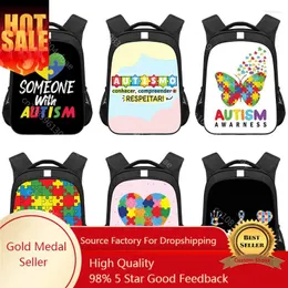 School Bags Autism Awareness Backpack For Teenager Children Bag Love Needs No Words Rucksack Daypack Laptop Bookbag