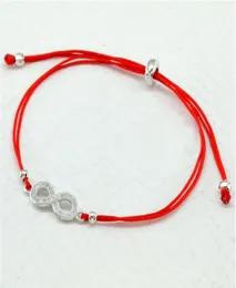 Women Infinity 8 Charm Bracciale amanti Lucky Red Thread String Bracelets Rope Coppia intrecciata Regalo per gioielli regolabili Sterling Silv6586584
