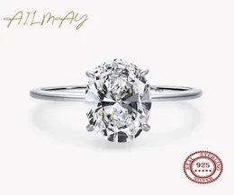 Дешевые аксессуары ювелирных украшений AILMay 3CT Обручальное кольцо 925 стерлинговое серебряное овальное овальное циркониевое обручальные кольца для женщин Fine Yew6918651