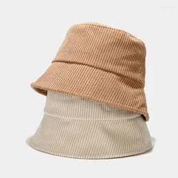 Beret Cord Cord Eimer Hut Frauen Panama Winter Herbst warme feste Streetwear -Reisebereich Big Wide Visor Vintage Flach