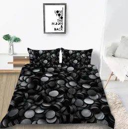 Set di biancheria da letto stampato in 3D Coperchio piumino nero rotondo creativo cover a letto doppio a doppio letto a doppio letto con cuscino8625494