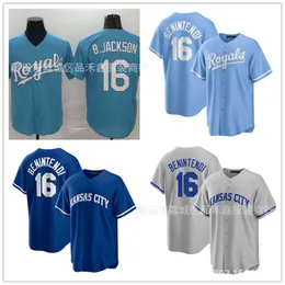 Royals Kansas City 16# Jackson Embroidered Baseball Short Sleeved