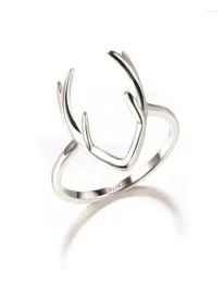 Wedding Rings Limited Oferta Omyfun Ring Pierścień 925 Srebrna biżuteria Deer Prata de Anel Cute Animal Anillo Bijoux3322950
