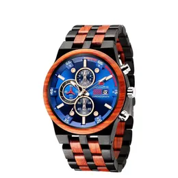 Mens Watch Wood 48mm Watch Men Clock Business Luxury Stop Watch 컬러 전체 목재 조절 가능한 브레이슬릿 245U2355