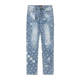 Pantalone escursionismo strappato hip hop high street show musica jeans rock jeans casual solido classico jeans dritti pantaloni casual ricamati