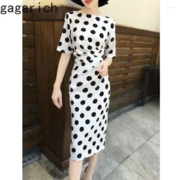 Вечеринка платья Gagarich Белое платье лето 2024 мода Hepburn Style в горошек.