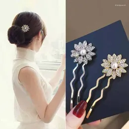 Hair Clips Crystal Pearls Hairpins Cabeças de casamento Forks para acessórios de jóias de penteado de noiva Dro