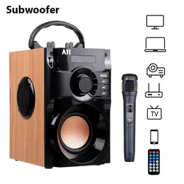 Portabla högtalare Karaoke Bluetooth -högtalar Subwoofer Wireless FM Radio 3D Stereo Box Stereo Box Portable Caixa de Som Bluetooth Remote Control USB MICR J240505