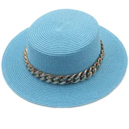 Летняя женская пляжная шляпа шляпа широкая женщина повседневная панамская шляпа Леди Классическая плоская бахновая соломенная шляпа шляпа девочки федора Шляпа 240429