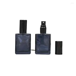 Garrafas de armazenamento Luxo vazio 15ml Perfume mini -atomizador Bomba de parafuso de parafuso preto Squaer liso de vidro azul transparente garrafa de névoa de spray