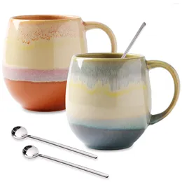 Mugs Simple Gradient Color Mug Office Ceramic Coffee Milk Handle Embossed Couple Drinking Oats Cup Water Juice Teacup