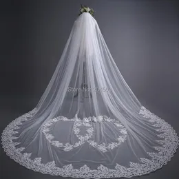 Véils de noiva deslumbrante Tulle Long Wedding Lace com pente QY 272Y