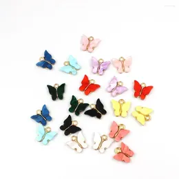Charms 10pcs/Lot Colorful Acrylic 13mm Butterfly Pendant For DIY Handmade Bracelet Jewelry Making Materials Supplies Accessories