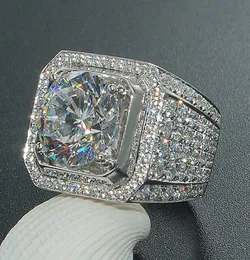 Nya hiphip full diamantringar för mens toppkvalitet Fashaion hiphoptillbehör Crittal Gems 925 Silver Ring hela8170123