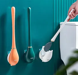 Silicone Toilet Brushes With Holder Set WallMounted Long Handled Toilet Cleaning Brush Modern Hygienic Bathroom Accessories240p8303694