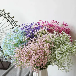 Декоративные цветы 1pc искусственный фальшивый шелковый шелковый Gypsophila Flower Wedding Букет DIY для вечеринки на дому