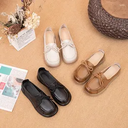 Casual Shoes Four Seasons Soft Sole Shallow Mouth Pregnant Women's Anti Slip Flat Bottom Genuine Leather Single Mom's