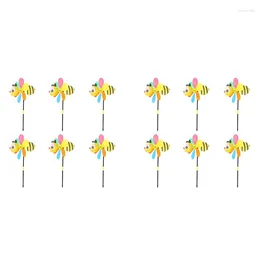 Dekorative Figuren 12pcs Bienenwind Spinner Pinwheels 3d Tier Windmühlen Garteneinsätze Ornamente für Rasenhof Terrasse Party Dekoration