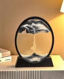 3Dクイックサンドの装飾写真丸いガラス動きの砂のアートモーションディスプレイの流れる砂のフレームホーム装飾砂時計絵22071732668