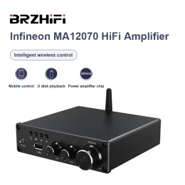 Amplifier BRZHIFI Audio C70 Infineon MA12070 Digital Amplifier Bluetooth U disk Low Distortion 80W*2 HiFi Power Amp Far Exceeds TPA3116