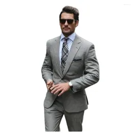 Мужские костюмы светло -серые мужчины Slim Fit Gentleman Groom Costum