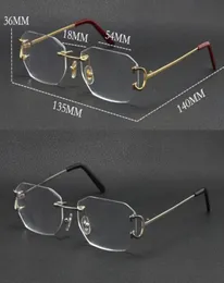 New Metal Rimless Luxury Diamond cut Eyewear Reading Frames Women Eyeglasses Large Square Glasses With Box 18K Gold Fashion Optica3660052