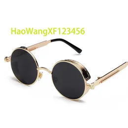 Sıcak satış moda yüksek kaliteli yuvarlak metal çerçeve güneş gözlüğü UV400 koruma klasik steampunk güneş gözlükleri 886