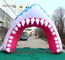 Partihandel anpassad reklam Uppblåsbar hajtunnel 5 m bredd rolig spräng upp maskot djurbåge för marin museum och parkingångsdekoration