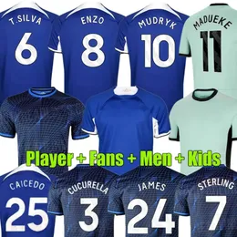 23 24 Enzo Caicedo CFC Soccer Jerseys Mudryk Madueke Chilwell Sterling Football Shirts 2023 Nkunku James Home Away Uniforms Cucurella Men Kids Kits 271o