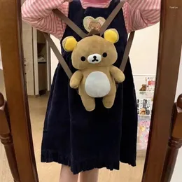 Förvaringspåsar tecknad söt rilakkumaed björn plysch ryggsäckar 45 cm modea mångsidig anime fylld axel barn gåva