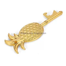 Openers Stock Creative Pineapple Shape Bottle Opener Metal Key Corkscrew Hangable Mtifunctional Kitchen Tool Fy5549 Drop Delivery Home Dhysw