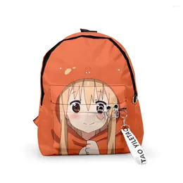 حقيبة الظهر harajuku himouto! حقائب ظهور Umaru-chan Boys/Girls Pupil School Acags 3D Print Keychains Oxford مقاومة للماء لطيفة صغيرة