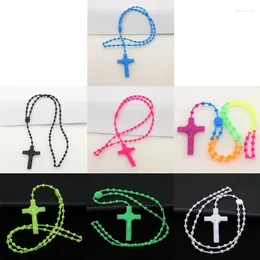 Pendant Necklaces Rosary Beads Luminous Noctilucent Glowing Catholicism Religious Jewelry Party Gift For Prayer