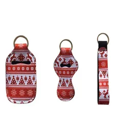 Julstilar 30 ml Hand Sanitizer Bottle Holder Keychain Väskor Keychain Chapstick Holder Neoprene Wristlet hela handtvål H2193164