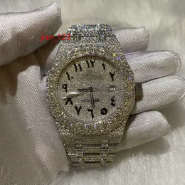 고품질의 Moissanite Diamond Watch Iced Out VVS Moissanite 힙합 기계 흉상 다운 손목 시계