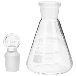 Da 150 ml di becher Erlenmeyer Fask con scorrimento del triangolare Collana di laboratorio di vetro di chimica conica