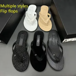 High-Quality Flat Slides Slippers Designer Sandals Women Summer Velvet Crystal Metallic Chain Shoes For Sandale Non-Slip Sexy Beach Flip-Flops Slides Tories Thong