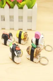 Creative Cat Sushi Keychain Key Rings Handbag Hanging Pendants Phone Charms Key Chain Gift for Kids1634178