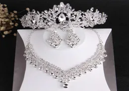 Baroque Luxury Crystal Beads المجوهرات الزفاف مجموعات Tiaras Crown Necklace Occlace Beads African Jewelry Set 2106194202216