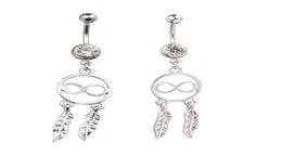 Lucky 8 Dream Catcher Feather Rhinestone Piercing Belly Button Navel Ring Barbell Piercing Indiano3950769