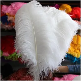 Party Decoration 100Pcs/Lot Simple Decor Natural White Ostrich Feathers 20-25Cm Colorf Feather Wedding Plumage Decorative Drop Deliv Dh9K0