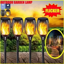 Decorations 4/6pcs Flickering Flame Lamp Outdoor Solar Torch 12 LED Lights Waterproof Garden Patio RGB Home Christmas Decoration Lantern