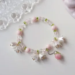 Bracelets de charme Sweet Pink Floral Leaf Bracelet