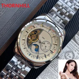 Мужские мужские промежутки времени часы Montre de Luxe Automatic Machinery Watch 43 мм тонкие из нержавеющей стали Супер светящиеся наручные часы 2352