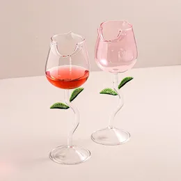 Gül şarap cam romantik kokteyl kırmızı 150400ml çiçek şeklindeki meyve suyu şampanya fincan bar düğün dekorasyonu 240430