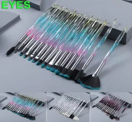 Makyaj fırçaları Set Crystal Diamond 15pcs Kozmetik Fırça Yüz Göz Farı Vakfı Kapatıcı Eyeliner Kirpik Dudak Kaş Fırçaları 7192484